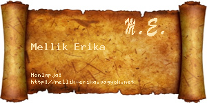 Mellik Erika névjegykártya